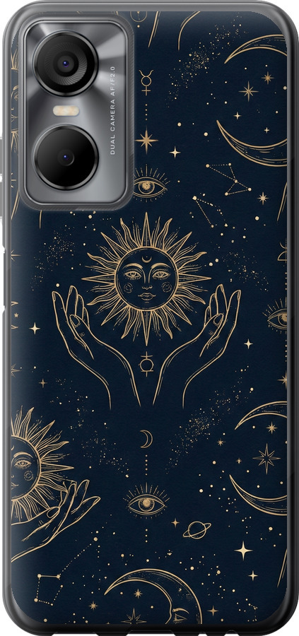 Celestial Harmony: Sun & Moon Gold Mystic Pattern