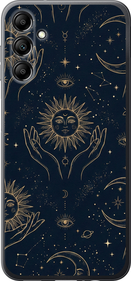 Celestial Harmony: Sun & Moon Gold Mystic Pattern