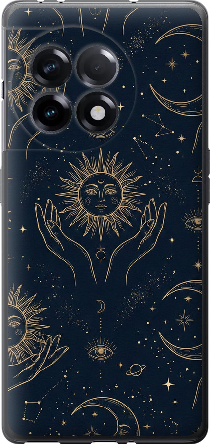 Celestial Harmony: Sun & Moon Gold Mystic Pattern
