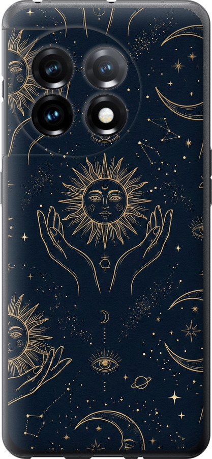 Celestial Harmony: Sun & Moon Gold Mystic Pattern