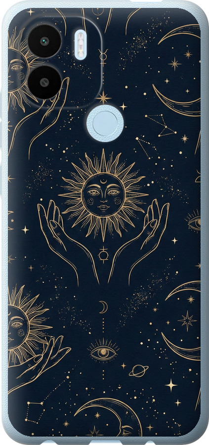 Celestial Harmony: Sun & Moon Gold Mystic Pattern