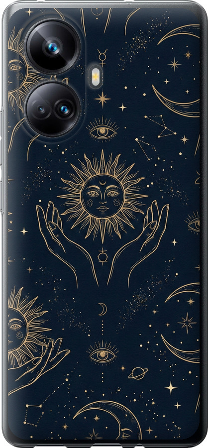 Celestial Harmony: Sun & Moon Gold Mystic Pattern