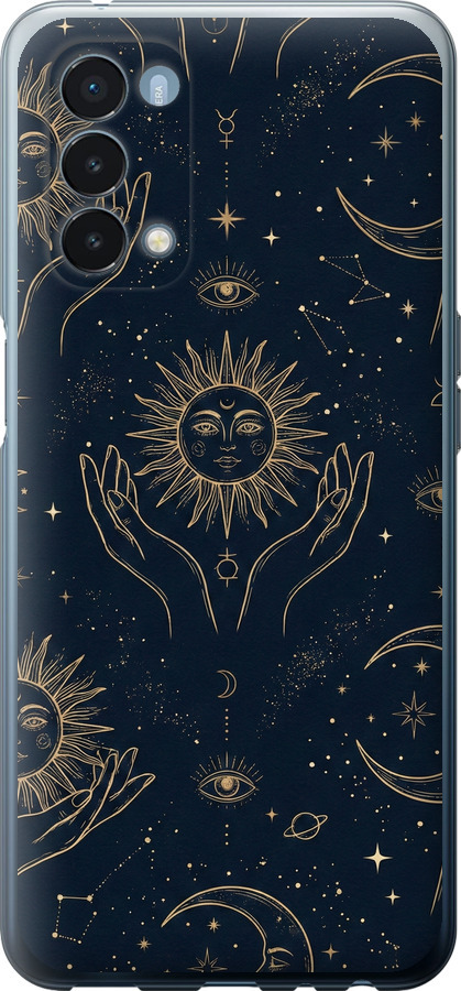 Celestial Harmony: Sun & Moon Gold Mystic Pattern
