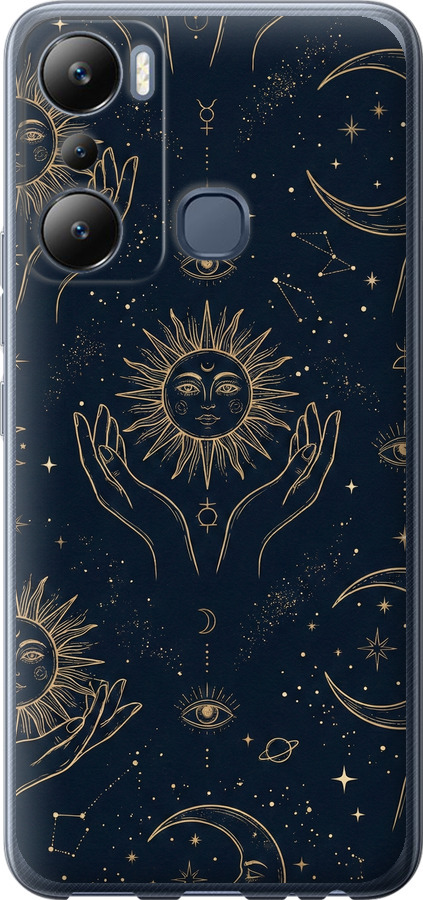 Celestial Harmony: Sun & Moon Gold Mystic Pattern