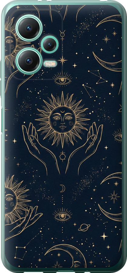 Celestial Harmony: Sun & Moon Gold Mystic Pattern