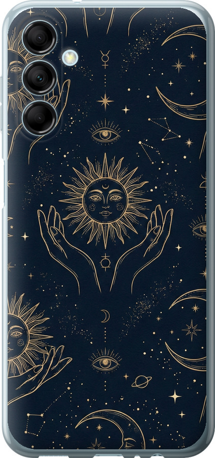 Celestial Harmony: Sun & Moon Gold Mystic Pattern