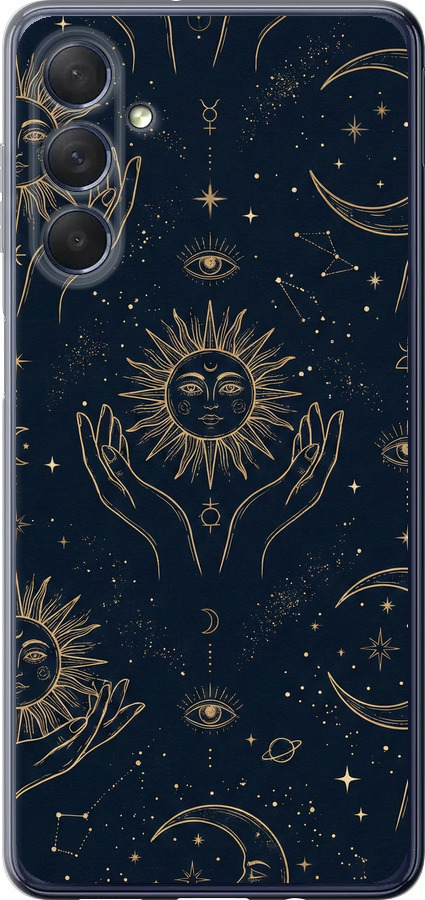 Celestial Harmony: Sun & Moon Gold Mystic Pattern