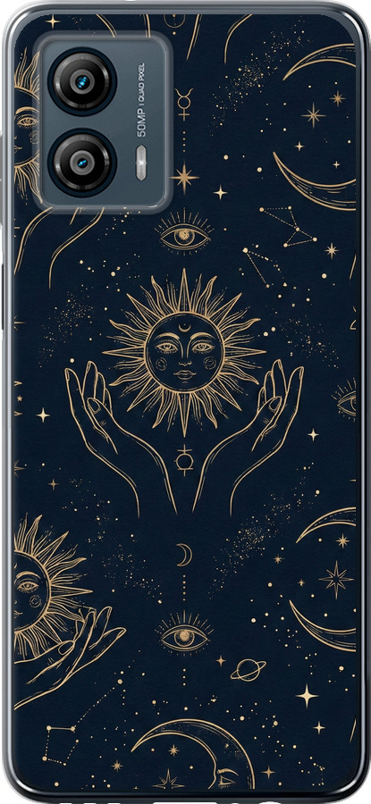 Celestial Harmony: Sun & Moon Gold Mystic Pattern