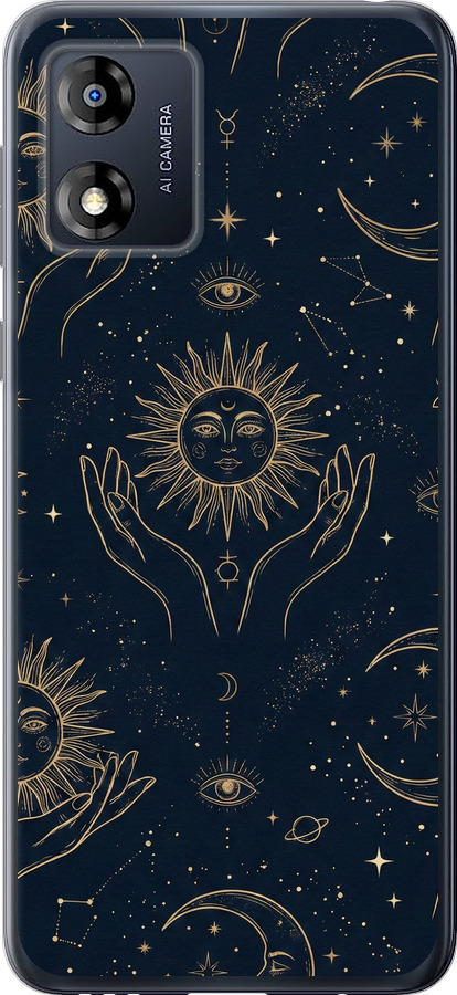 Celestial Harmony: Sun & Moon Gold Mystic Pattern