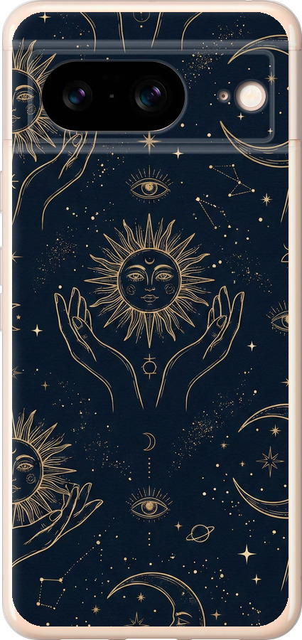 Celestial Harmony: Sun & Moon Gold Mystic Pattern
