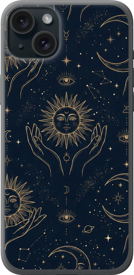 Celestial Harmony: Sun & Moon Gold Mystic Pattern