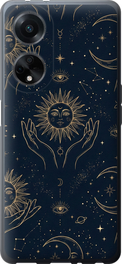 Celestial Harmony: Sun & Moon Gold Mystic Pattern