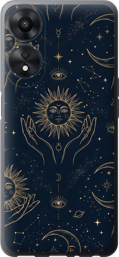 Celestial Harmony: Sun & Moon Gold Mystic Pattern