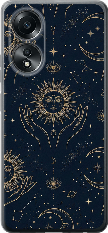 Celestial Harmony: Sun & Moon Gold Mystic Pattern