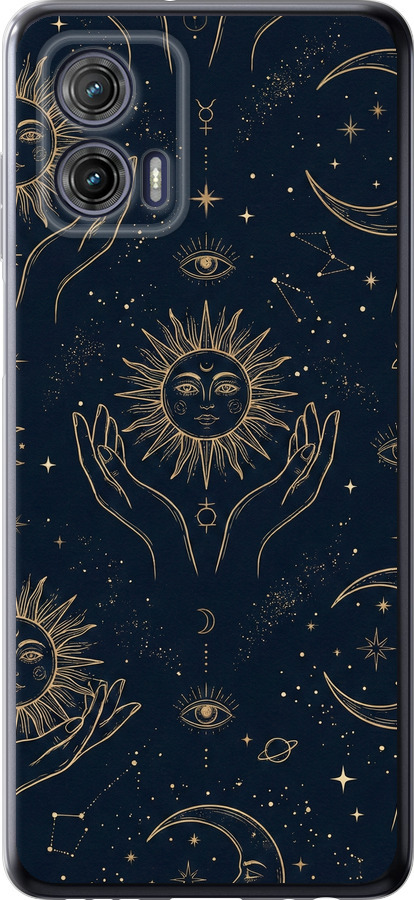 Celestial Harmony: Sun & Moon Gold Mystic Pattern