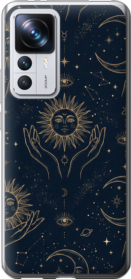 Celestial Harmony: Sun & Moon Gold Mystic Pattern