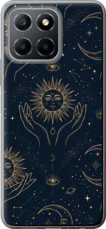 Celestial Harmony: Sun & Moon Gold Mystic Pattern