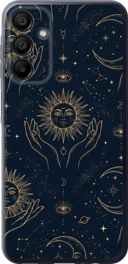 Celestial Harmony: Sun & Moon Gold Mystic Pattern