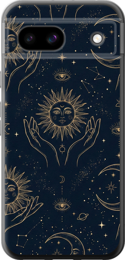 Celestial Harmony: Sun & Moon Gold Mystic Pattern