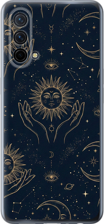 Celestial Harmony: Sun & Moon Gold Mystic Pattern