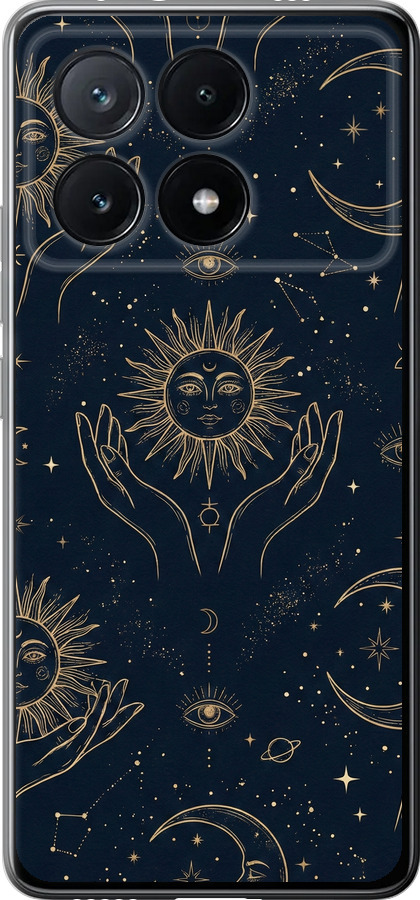 Celestial Harmony: Sun & Moon Gold Mystic Pattern