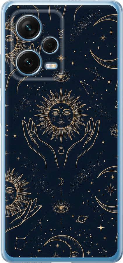 Celestial Harmony: Sun & Moon Gold Mystic Pattern