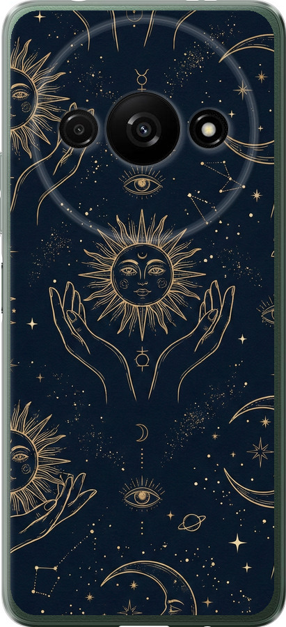 Celestial Harmony: Sun & Moon Gold Mystic Pattern