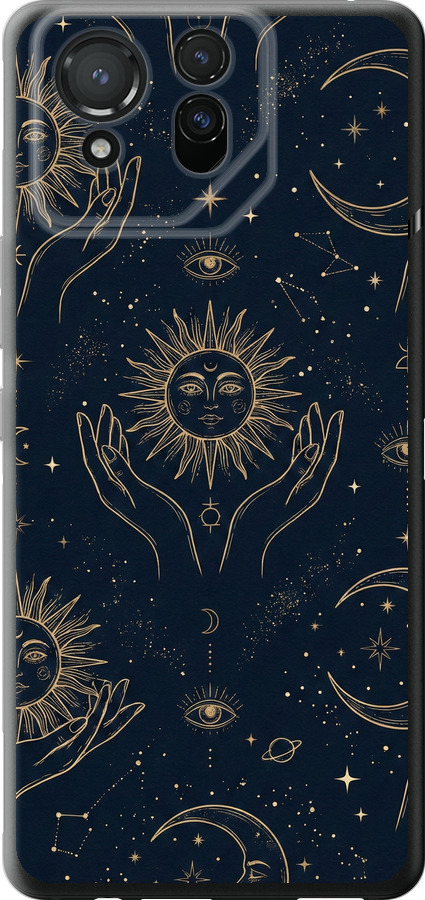 Celestial Harmony: Sun & Moon Gold Mystic Pattern