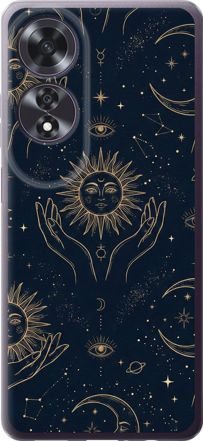 Celestial Harmony: Sun & Moon Gold Mystic Pattern