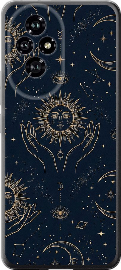 Celestial Harmony: Sun & Moon Gold Mystic Pattern