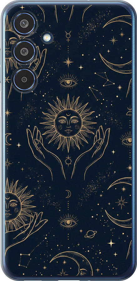 Celestial Harmony: Sun & Moon Gold Mystic Pattern