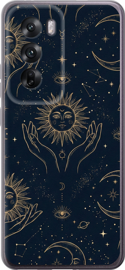 Celestial Harmony: Sun & Moon Gold Mystic Pattern