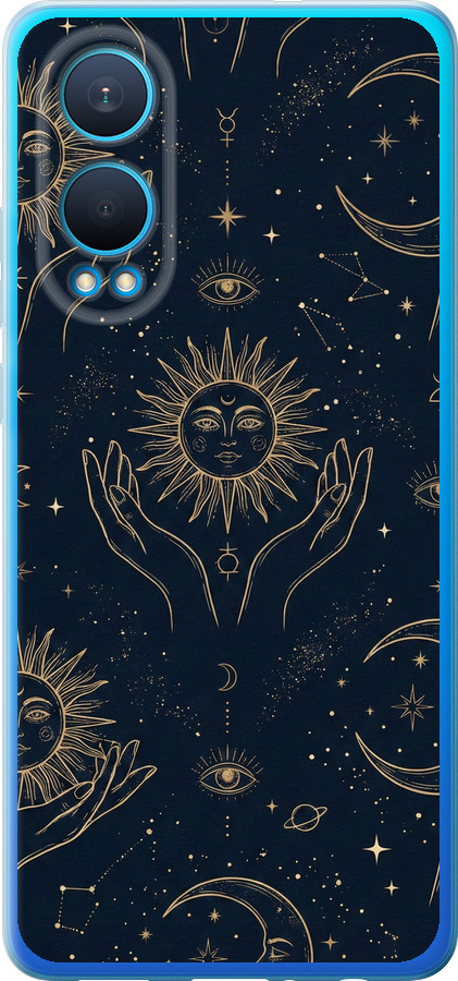Celestial Harmony: Sun & Moon Gold Mystic Pattern