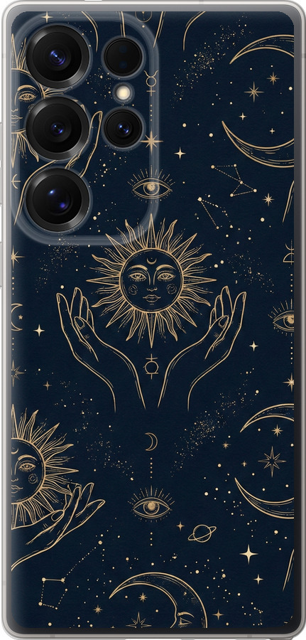 Celestial Harmony: Sun & Moon Gold Mystic Pattern