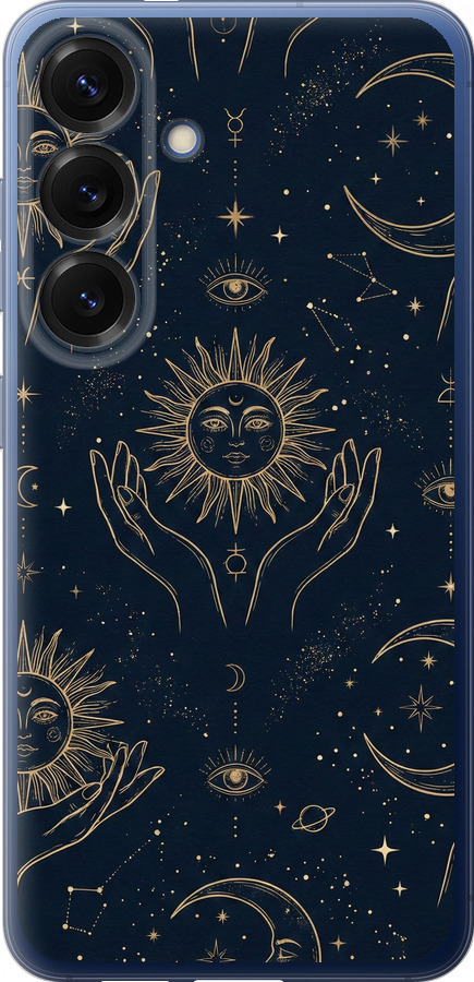 Celestial Harmony: Sun & Moon Gold Mystic Pattern