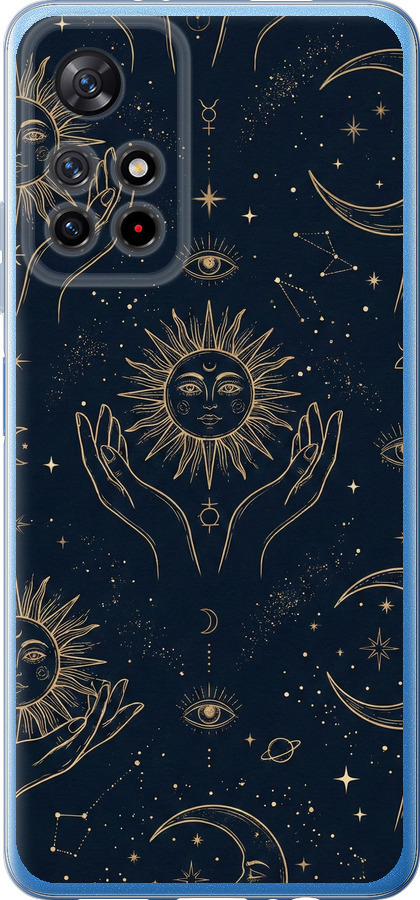 Celestial Harmony: Sun & Moon Gold Mystic Pattern