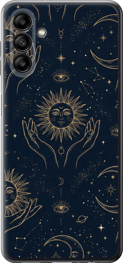 Celestial Harmony: Sun & Moon Gold Mystic Pattern