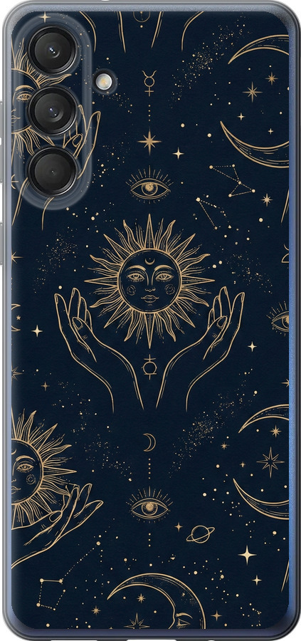 Celestial Harmony: Sun & Moon Gold Mystic Pattern