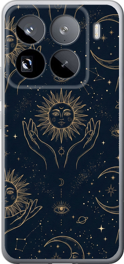 Celestial Harmony: Sun & Moon Gold Mystic Pattern