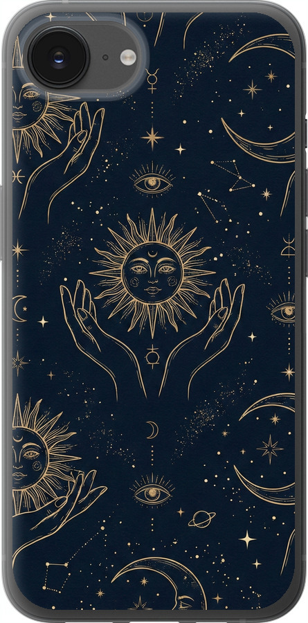 Celestial Harmony: Sun & Moon Gold Mystic Pattern
