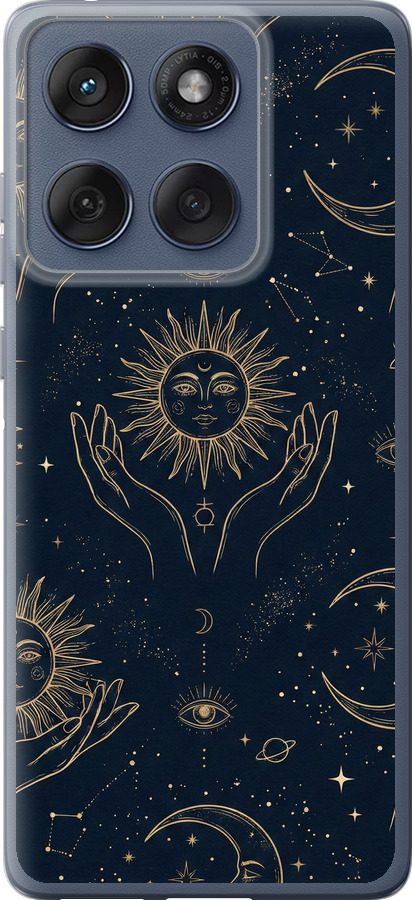 Celestial Harmony: Sun & Moon Gold Mystic Pattern