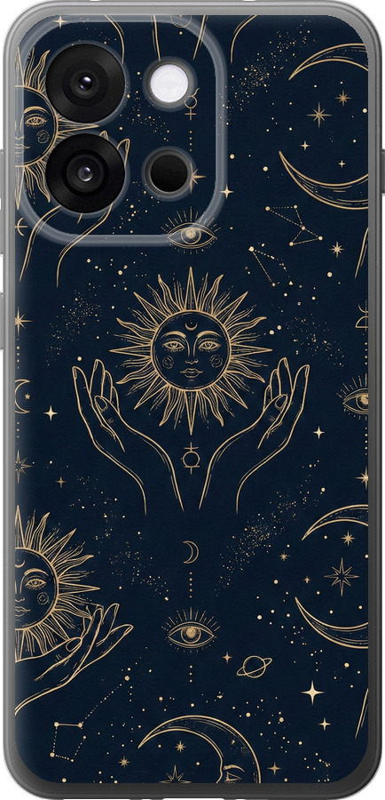 Celestial Harmony: Sun & Moon Gold Mystic Pattern