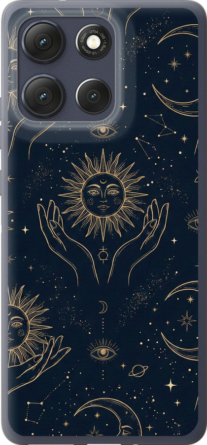 Celestial Harmony: Sun & Moon Gold Mystic Pattern
