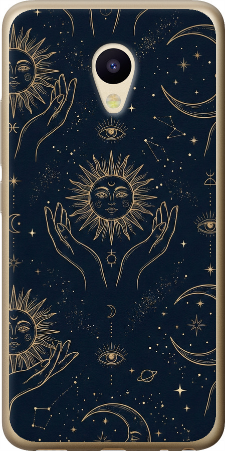 Celestial Harmony: Sun & Moon Gold Mystic Pattern