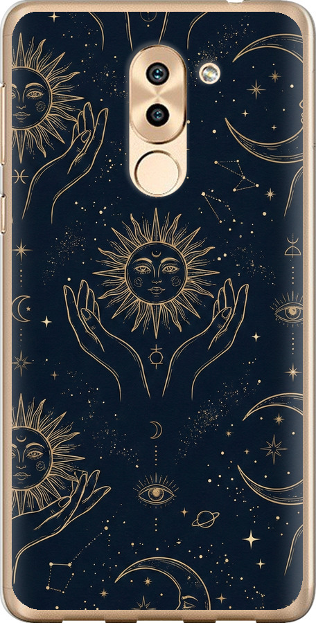 Celestial Harmony: Sun & Moon Gold Mystic Pattern