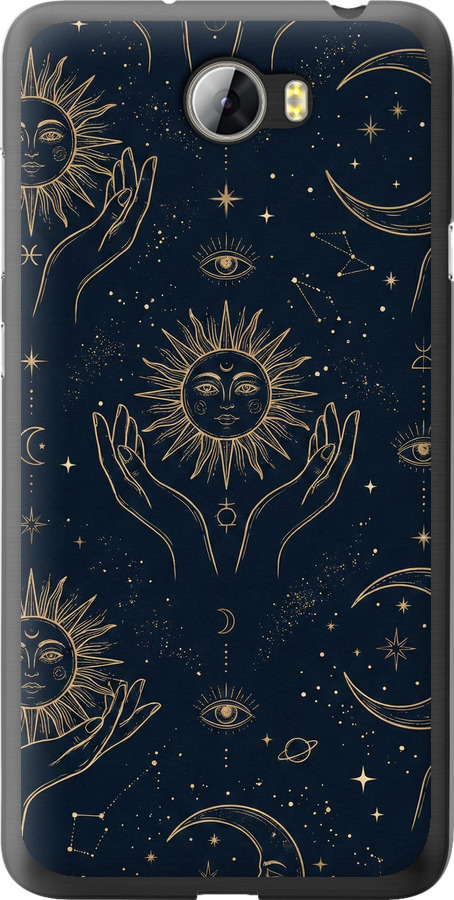 Celestial Harmony: Sun & Moon Gold Mystic Pattern