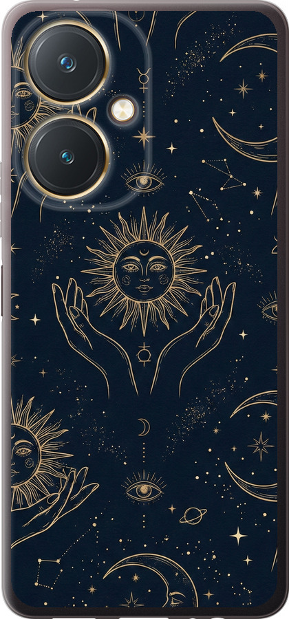 Celestial Harmony: Sun & Moon Gold Mystic Pattern
