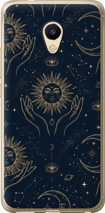 Celestial Harmony: Sun & Moon Gold Mystic Pattern