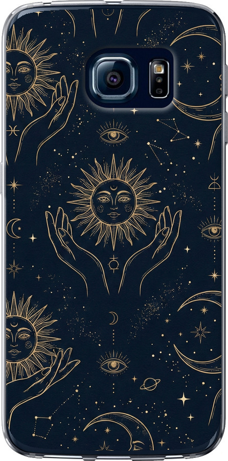 Celestial Harmony: Sun & Moon Gold Mystic Pattern