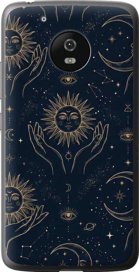 Celestial Harmony: Sun & Moon Gold Mystic Pattern